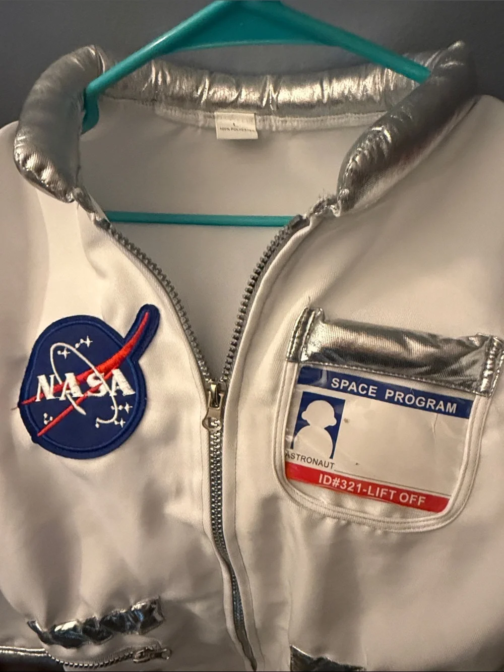 Kids large  White NASA Astronaut Costume with Silver Trim